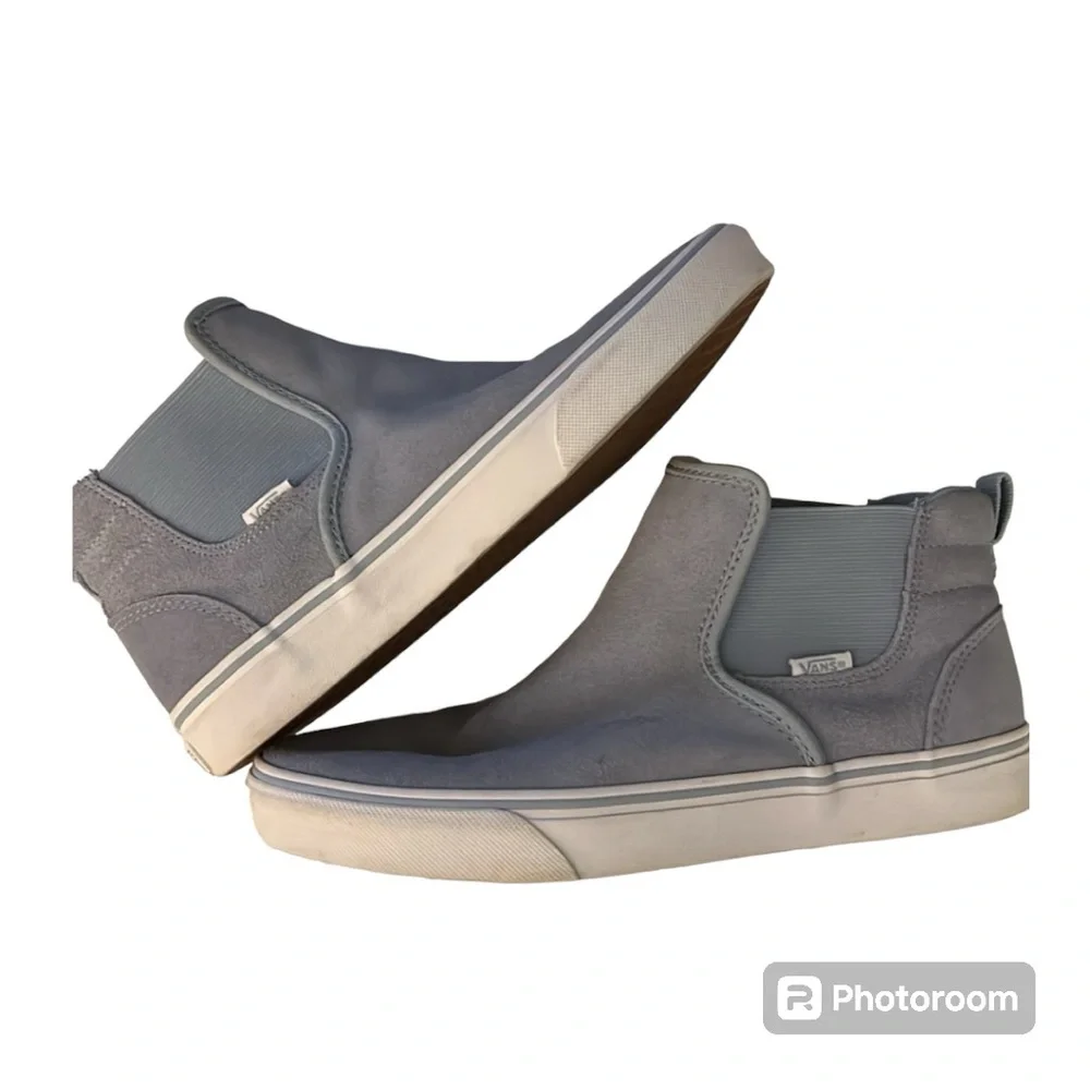Vans Asher Chelsea Suede Mid Boot in Blue Fog Slip On Sneaker Skater Size 9.5 - Picture 1 of 13